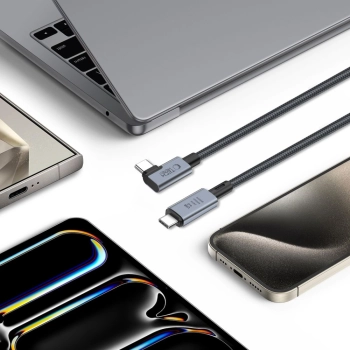  Kabel przewód kątowy i prosty USB-C 4.0 PD 240W 8K 40Gbps 1.5m - szary - zdj. dodatkowe 3