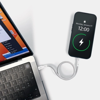  Kabel przewód magnetyczny USB-C 60W USB 1m - biały - zdj. dodatkowe 4