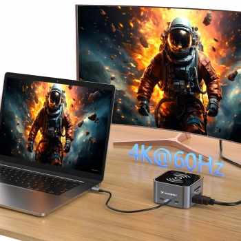  12w1 Hub z ładowarką bezprzewodową USB-A USB-C HDMI RJ45 SD TF mini jack - szary - zdj. dodatkowe 5