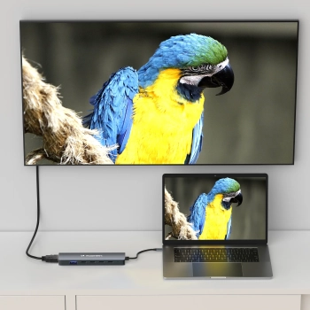  6w1 Hub rozdzielacz USB-A USB-C DisplayPort HDMI - szary - zdj. dodatkowe 2