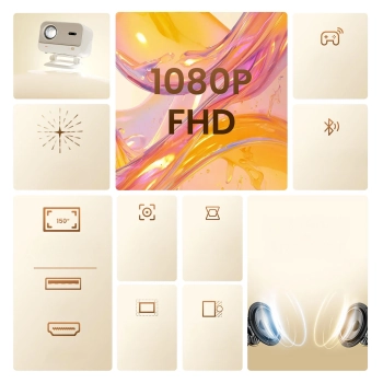  Projektor multimedialny FullHD 1080p LCD z głośnikami JBL WiFi L2 Plus - beżowy - zdj. dodatkowe 10