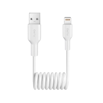 Kabel przewód spiralny USB-A - iPhone Lightning 12W 1m - biały