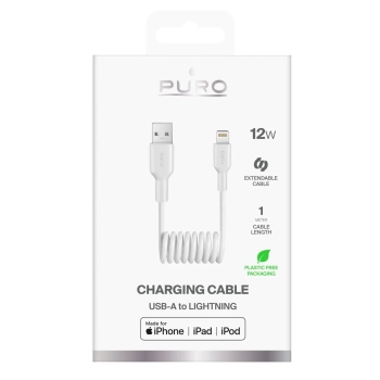  Kabel przewód spiralny USB-A - iPhone Lightning 12W 1m - biały - zdj. dodatkowe 1