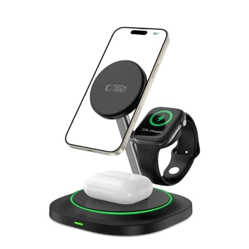  Ładowarka indukcyjna 3w1 do smartfona smartwatcha słuchawek Magnetic MagSafe - czarna - zdj. dodatkowe 1