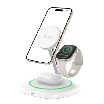  Ładowarka indukcyjna 3w1 do smartfona smartwatcha słuchawek Magnetic MagSafe - biała - zdj. dodatkowe 1