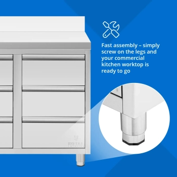  Szafka gastronomiczna przyścienna z rantem 6 szuflad STAL 100 x 60 cm - zdj. dodatkowe 2