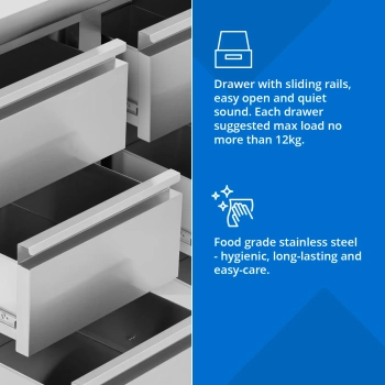  Szafka gastronomiczna przyścienna z rantem 6 szuflad STAL 100 x 60 cm - zdj. dodatkowe 3