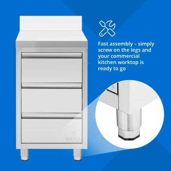  Szafka gastronomiczna przyścienna z rantem 3 szuflady STAL 50 x 60 cm - zdj. dodatkowe 3