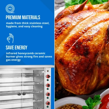  Rożen gazowy opiekacz do 25 kurczaków 5 szpikulców propan-butan 25 kW - zdj. dodatkowe 2