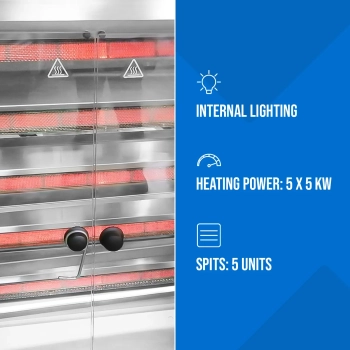  Rożen gazowy opiekacz do 25 kurczaków 5 szpikulców propan-butan 25 kW - zdj. dodatkowe 4