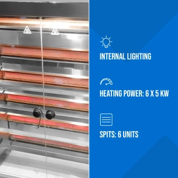  Rożen gazowy opiekacz do 30 kurczaków 6 szpikulców propan-butan 30 kW - zdj. dodatkowe 4