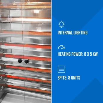  Rożen gazowy opiekacz do 40 kurczaków 8 szpikulców propan-butan 40 kW - zdj. dodatkowe 3