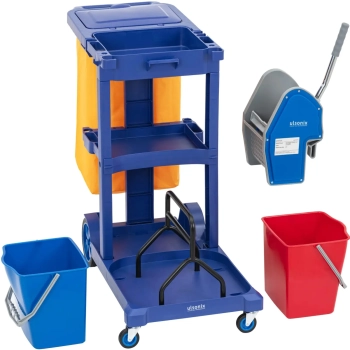  Wózek do mycia podłóg 2 wiadra wyżymaczka worek na pranie 3 półki 18 l - zdj. dodatkowe 1