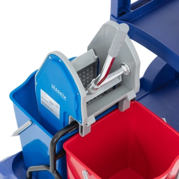  Wózek do mycia podłóg 2 wiadra wyżymaczka worek na pranie 3 półki 18 l - zdj. dodatkowe 4