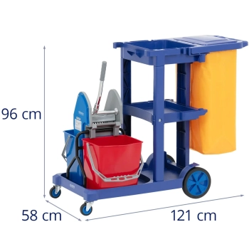  Wózek do mycia podłóg 2 wiadra wyżymaczka worek na pranie 3 półki 18 l - zdj. dodatkowe 5