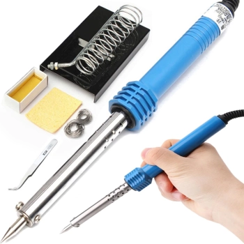  Lutownica kolbowa z podstawką uchwytem pęsetą kalafonią 60 W - zestaw 7 el. - zdj. dodatkowe 1