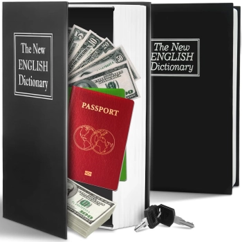  Sejf skrytka kasetka metalowa na kosztowności pieniądze w formie książki XL - zdj. dodatkowe 4