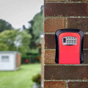  Skrytka sejf kasetka metalowa na klucze z zamkiem szyfrowym 11.5 x 9.5 cm - czerwono czarna - zdj. dodatkowe 3