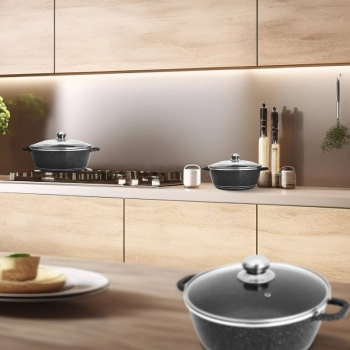  Zestaw garnków patelnia z powłoką ceramiczną pokrywkami - 12 el. - zdj. dodatkowe 1