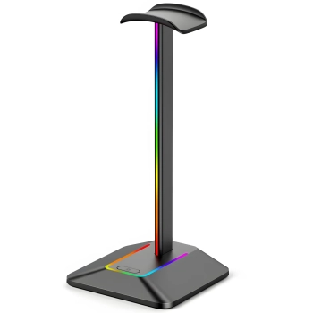  Stojak uchwyt biurkowy gamingowy na słuchawki z hubem USB podświetlany RGB LED - zdj. dodatkowe 2