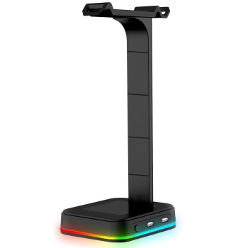  Stojak uchwyt biurkowy gamingowy na słuchawki HUB USB podświetlany RGB LED - zdj. dodatkowe 1