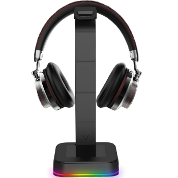  Stojak uchwyt biurkowy gamingowy na słuchawki HUB USB podświetlany RGB LED - zdj. dodatkowe 2