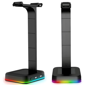  Stojak uchwyt biurkowy gamingowy na słuchawki HUB USB podświetlany RGB LED - zdj. dodatkowe 3