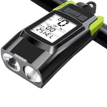  Lampka rowerowa przód tył z licznikiem dzwonkiem wentylami na akumulator - zdj. dodatkowe 1