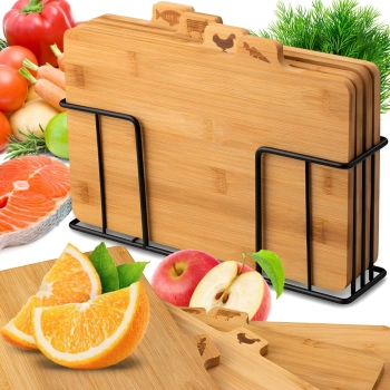  Zestaw desek kuchennych bambusowych ze stojakiem - 4 szt. - zdj. dodatkowe 1