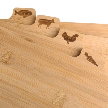  Zestaw desek kuchennych bambusowych ze stojakiem - 4 szt. - zdj. dodatkowe 2