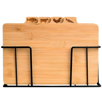  Zestaw desek kuchennych bambusowych ze stojakiem - 4 szt. - zdj. dodatkowe 3