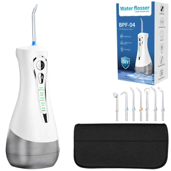  Irygator dentystyczny do zębów bezprzewodowy 4 tryby 7 końcówek 300 ml - zestaw - zdj. dodatkowe 2