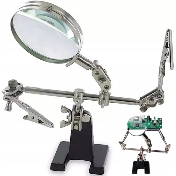 Zestaw do lutowania trzecia ręka z lupą 2.5x regulowanymi uchwytami
