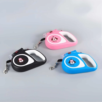  Smycz automatyczna zwijana dla psa kota z blokadą latarką LED do 15 kg 5 m - niebieska - zdj. dodatkowe 2