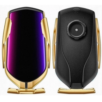  Uchwyt samochodowy z ładowarką do telefonu na kratkę nawiewu - czarno złoty - zdj. dodatkowe 1