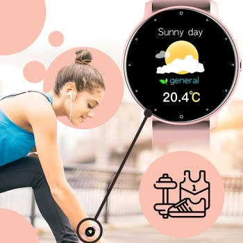  Smartwatch zegarek damski wodoodporny krokomierz pomiar tętna IPS 1.28'' - zdj. dodatkowe 3