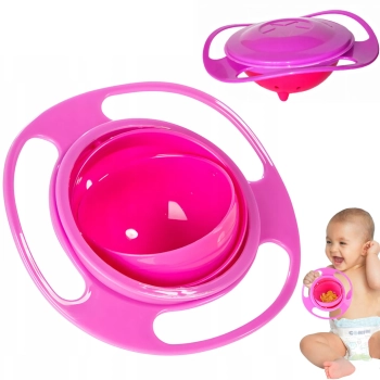 Miska miseczka niewysypka zapobiegająca wysypaniu dla dzieci z pokrywką - różowa