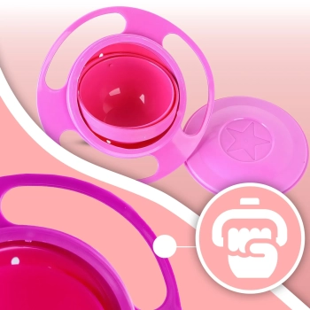  Miska miseczka niewysypka zapobiegająca wysypaniu dla dzieci z pokrywką - różowa - zdj. dodatkowe 3