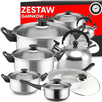  Zestaw garnków kuchennych z pokrywkami czajnikiem patelnią GAZ INDUKCJA - 11 el. - zdj. dodatkowe 1