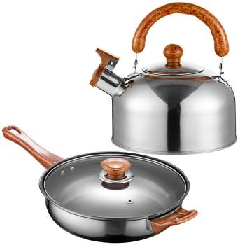  Zestaw garnków kuchennych z pokrywkami czajnikiem patelnią na gaz indukcję - 11 el. - zdj. dodatkowe 3