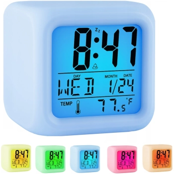 Zegarek z budzikiem termometrem świecący 7 kolorów