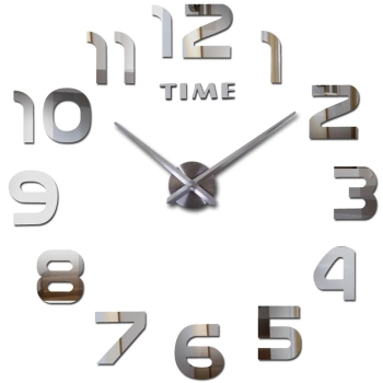 Zegar ścienny naklejany lustrzany nowoczesny cichy śr. 60 cm