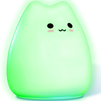  Lampka nocna silikonowa dla dzieci na baterie 7 kolorów LED - kot - zdj. dodatkowe 1