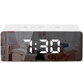  Zegar budzik z termometrem podświetlaniem LED - lustrzany - zdj. dodatkowe 2