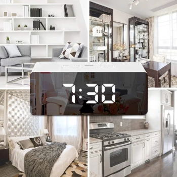  Zegar budzik z termometrem podświetlaniem LED - lustrzany - zdj. dodatkowe 3