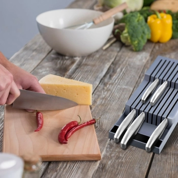  Organizer na noże sztućce do szuflady 9 przegród - szary - zdj. dodatkowe 3