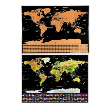 Plakat zdrapka podróżniczy mapa świata 82 x 59 - czarno złoty - zdj. dodatkowe 2