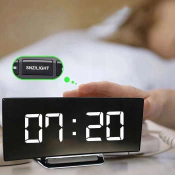  Zegarek budzik elektroniczny z termometrem datą lustro LED - zdj. dodatkowe 2