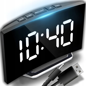  Zegarek budzik elektroniczny z termometrem datą lustro LED - zdj. dodatkowe 3