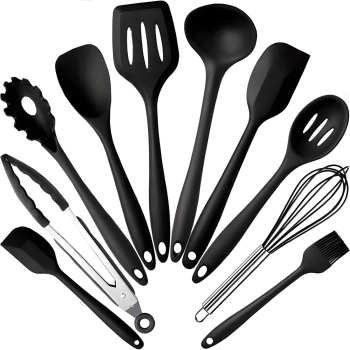 Przybory akcesoria kuchenne silikonowe łopatka szczypce chochla - 10 el.